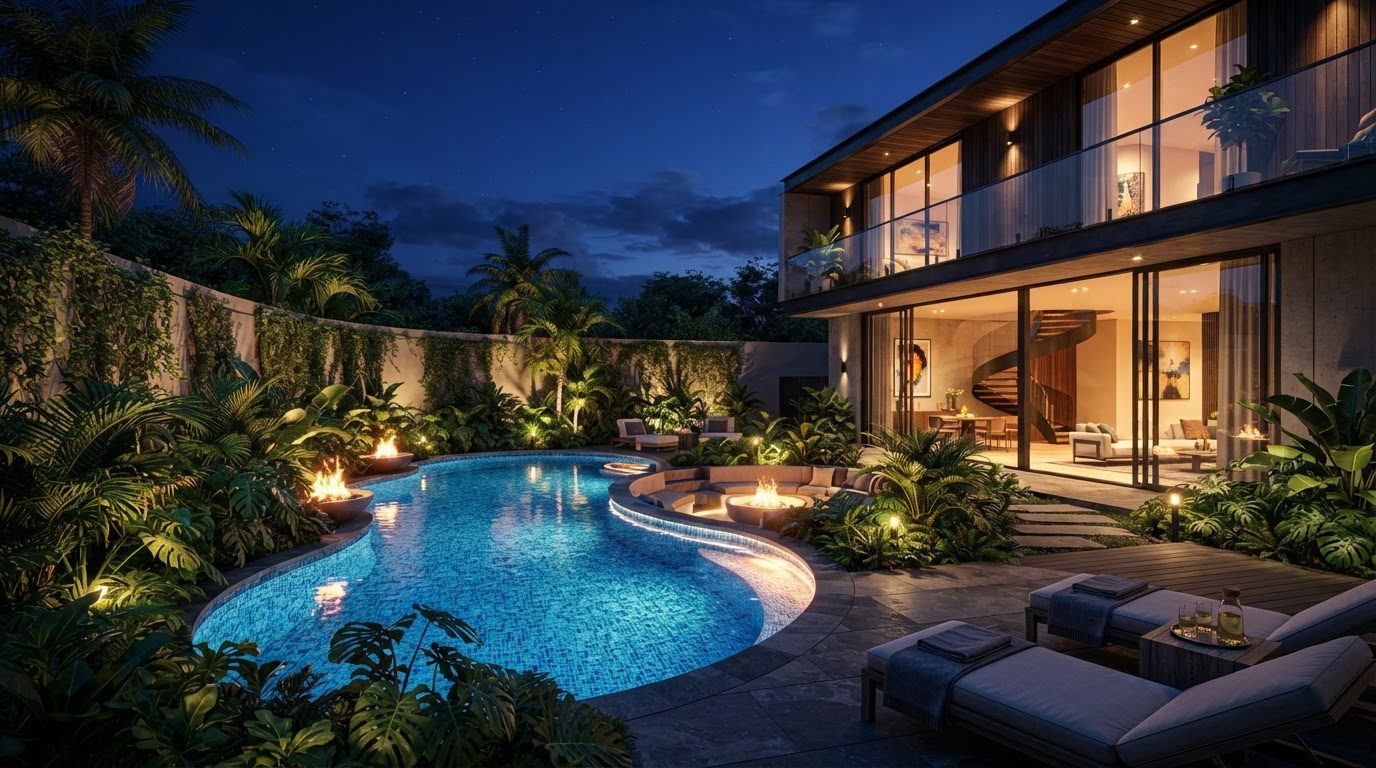 Futuristic Backyard Concept 03 Home Designs design concept visualisation photo modern home. Images and Photos created by www.house-and-garden-designs.com