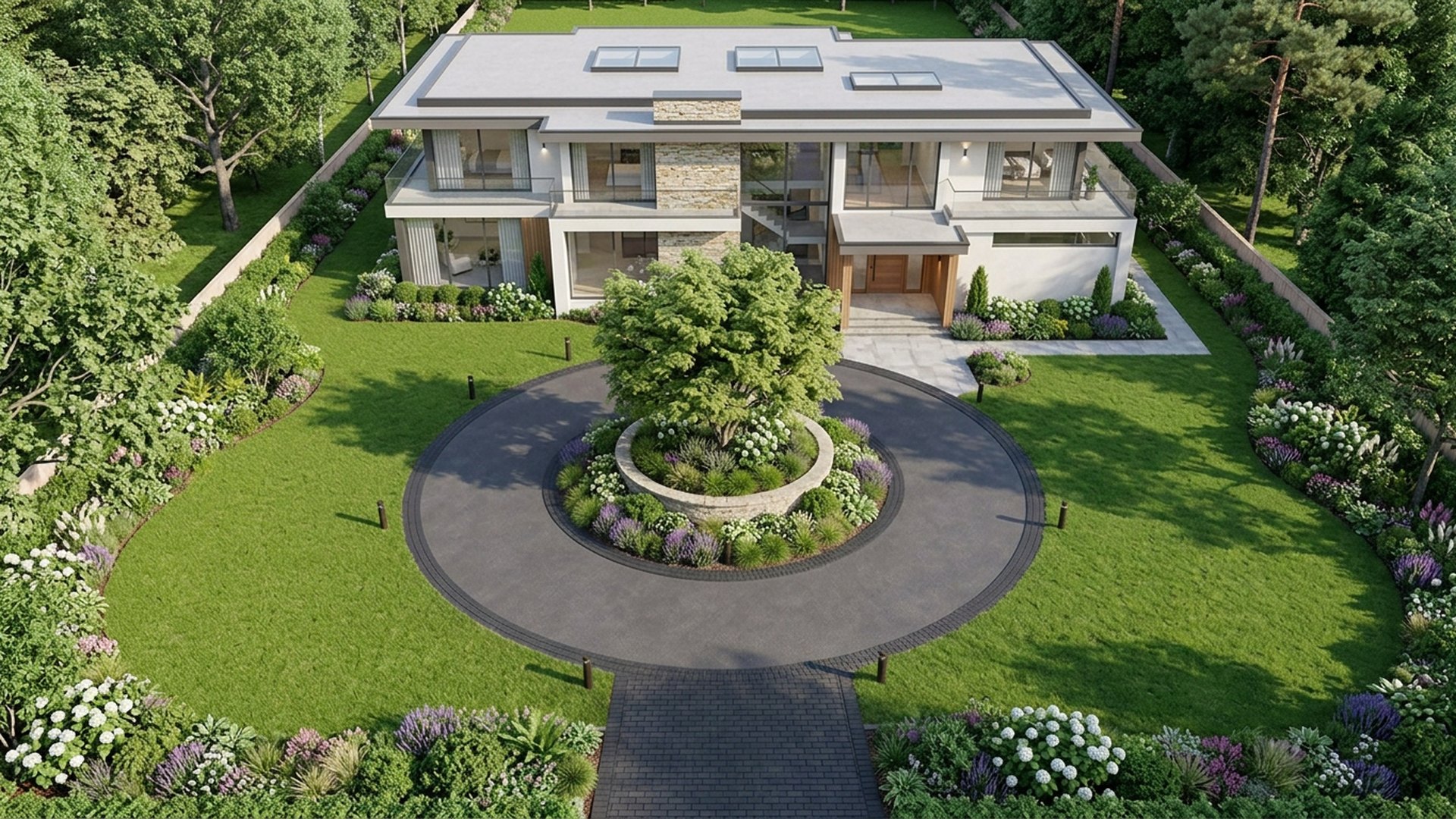 Circular Home Designs design concept visualisation photo modern home and garden landscaping. Images and Photos created by www.house-and-garden-designs.com