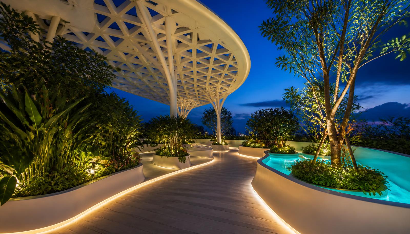 28 Future Garden Concepts that Wow Audiences feature article Twenty eight large format future garden concepts including ten night-time transformations. Images and Photos created by www.house-and-garden-designs.com