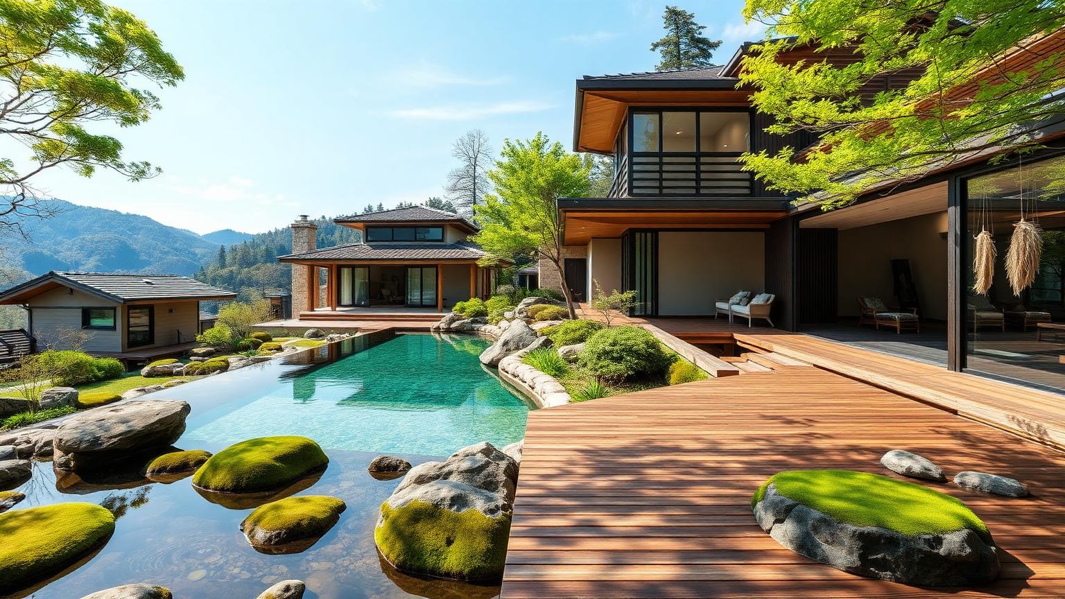 Modern House Design with Rendered White Walls, Blackbutt Timber Cladding and Bronze Window Frames, Ornamental Grasses, Magnolias and Soft Perennial. this image created by www.homedesign-photos.com