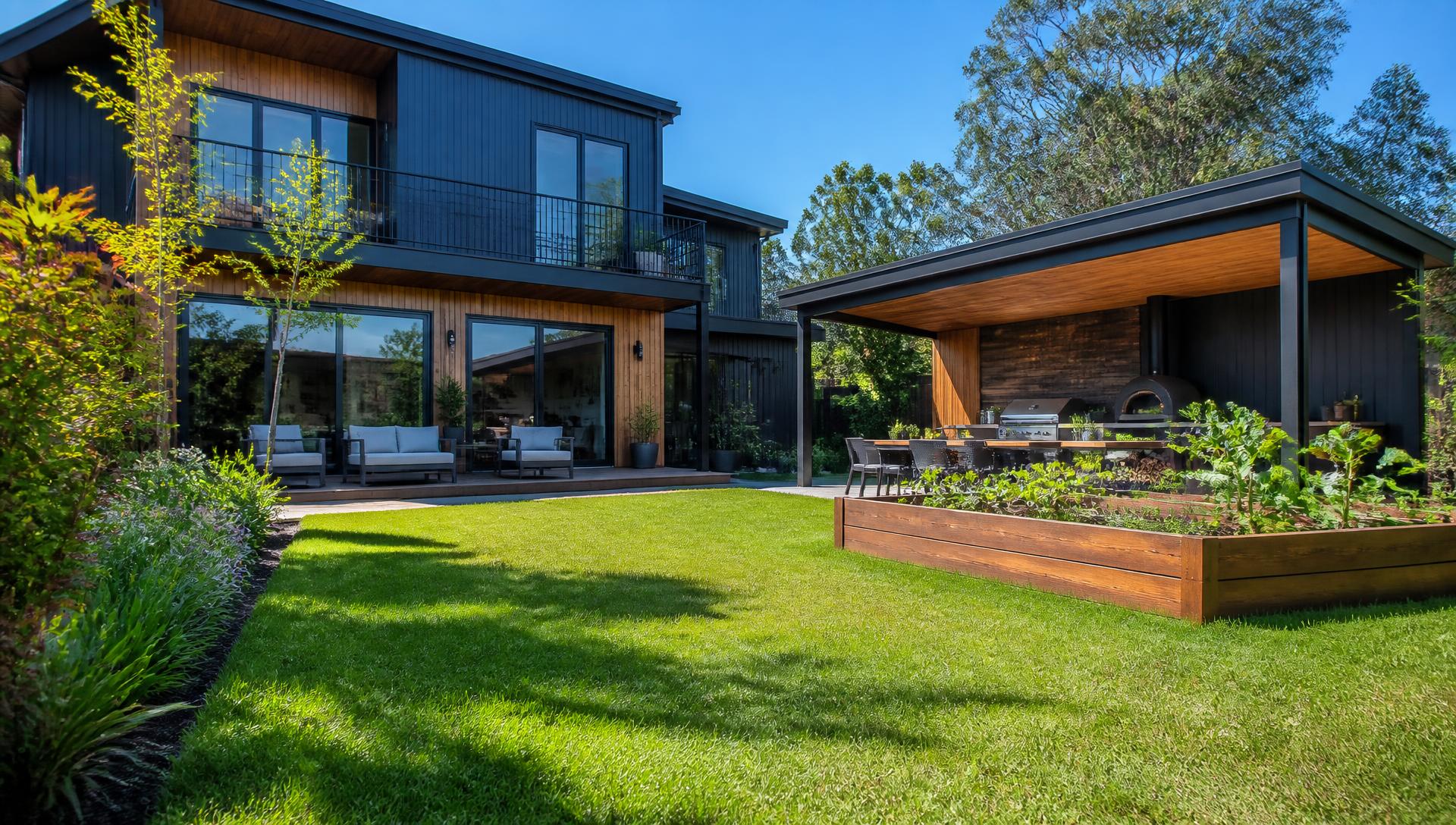 BBQ Brisket and Smokey Ribs Wood Fire backyard landscaping concept Forward Looking An Elaborate BBQ Wood Fire Cooking Station accompanied. Images and Photos created by www.house-and-garden-designs.com